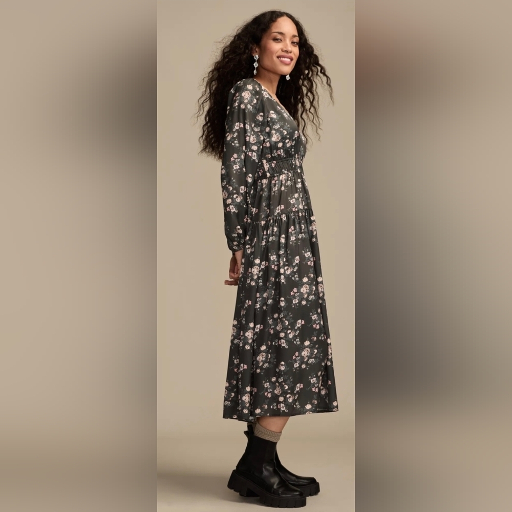 Lucky Brand.Long sleeve floral midi dress - Picture 3 of 11